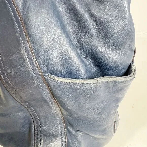 y2k Vintage Michael Kors Navy Blue Ludlow Leather Drawstring Shoulder Bag - Picture 10 of 12